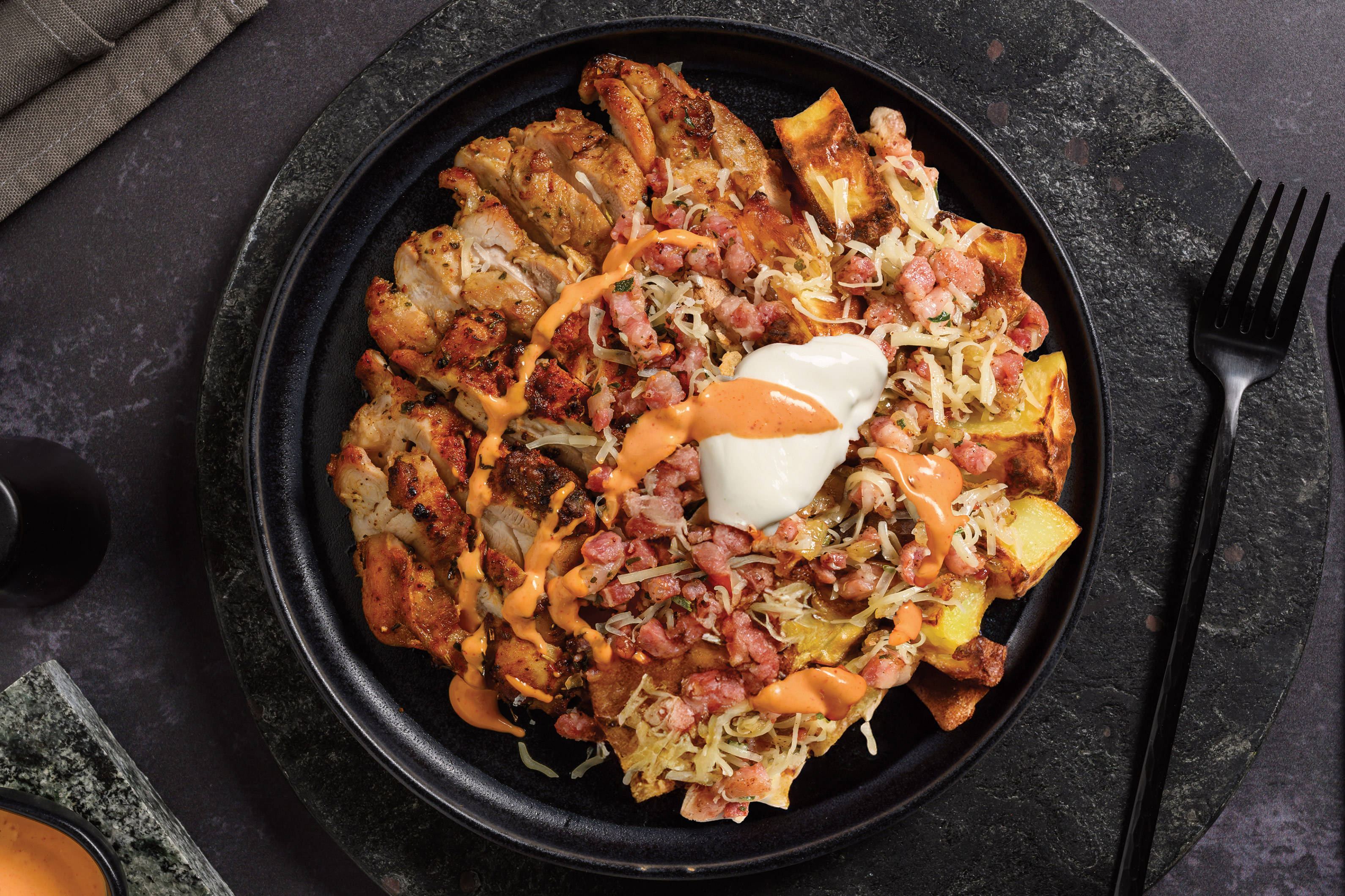 Buffalo Chicken & Loaded Potatoes