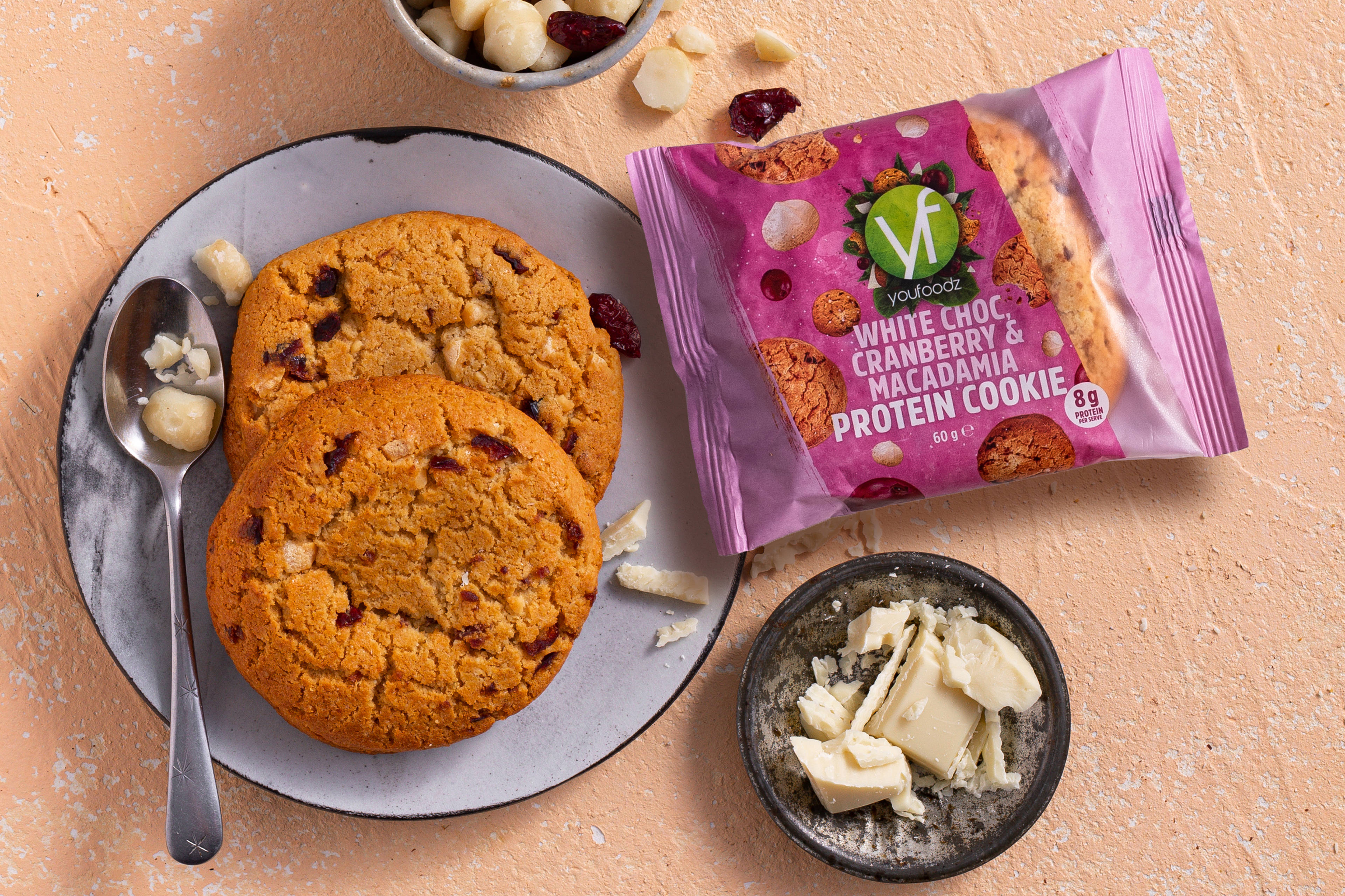 White Choc, Cranberry & Macadamia Protein Cookie